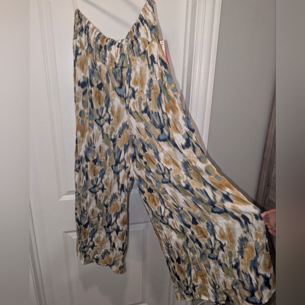 Vince Camuto Wide Leg Challis Pants - 1X, Watercolor Print NWT - Picture 2 of 5